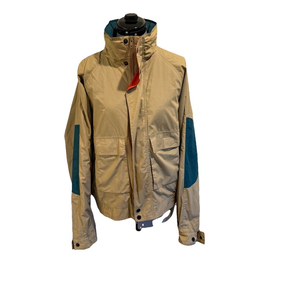 John‎ Weitz VTG Tan Blue Jacket Windbreaker Bomber men Size Large